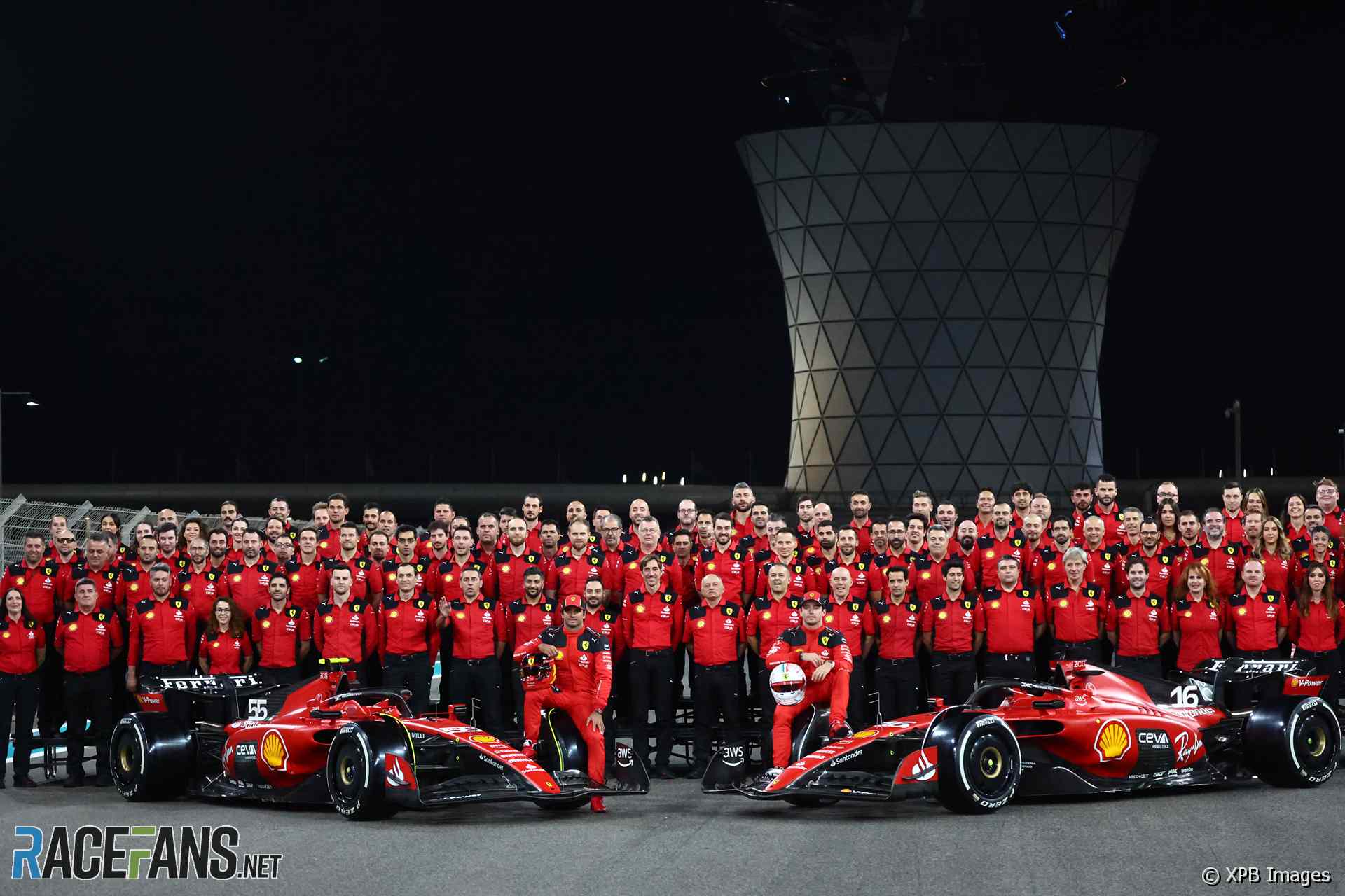 Ferrari team photograph, Yas Marina, 2023