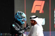George Russell Mercedes and FIA President Mohammed Bin Sulayem, Yas Marina, 2023