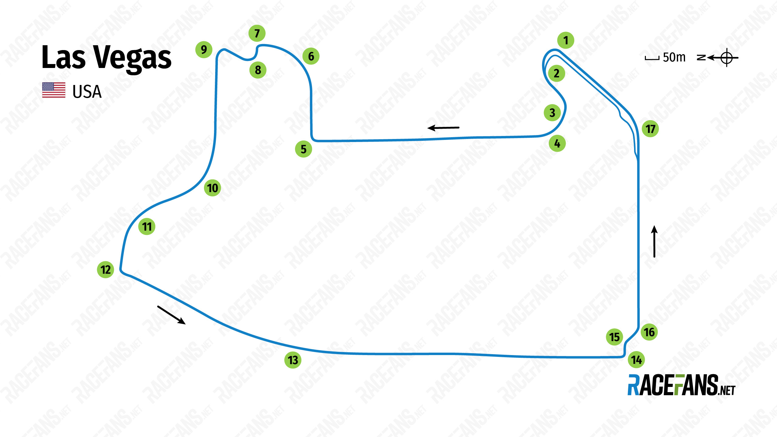 Las Vegas Formula 1 street circuit - November 2022 revised layout