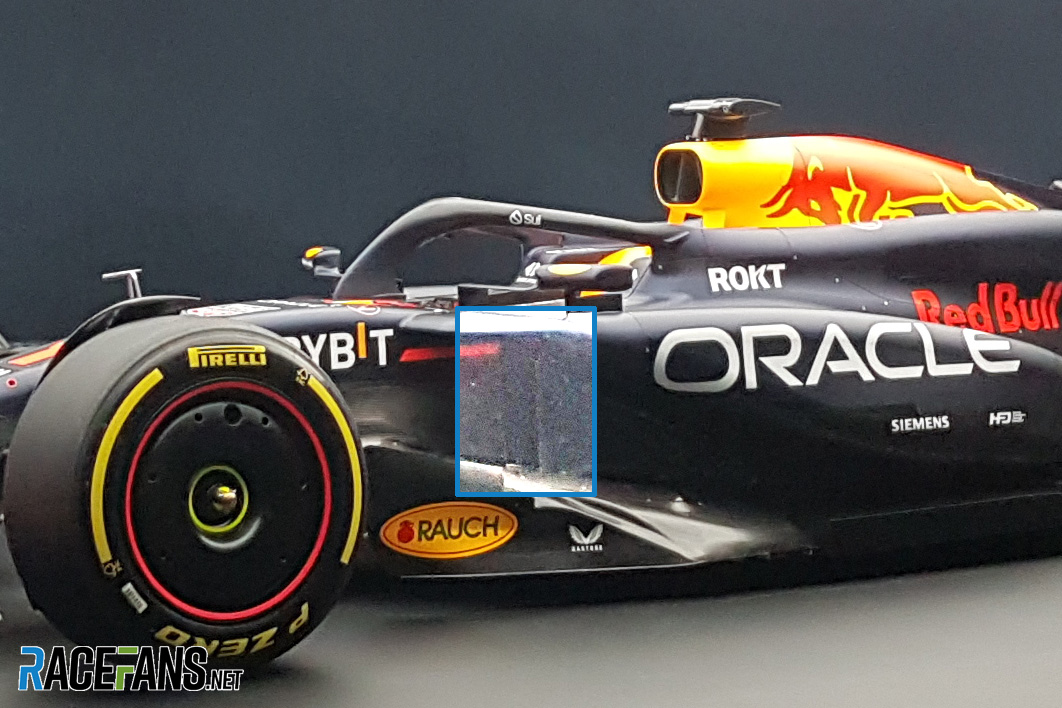 Red Bull RB20 sidepod detail