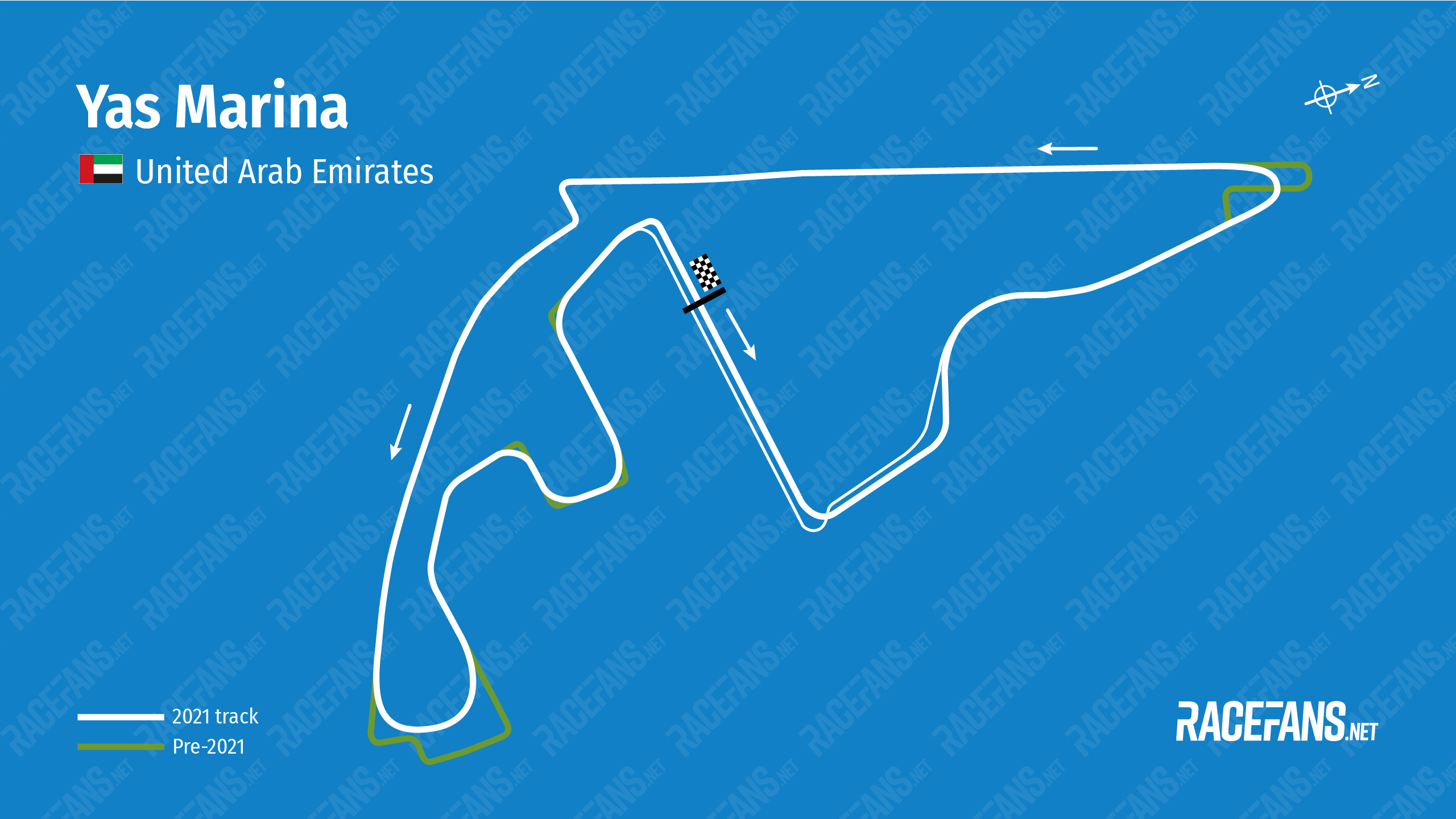 Yas Marina 2021 and previous layout